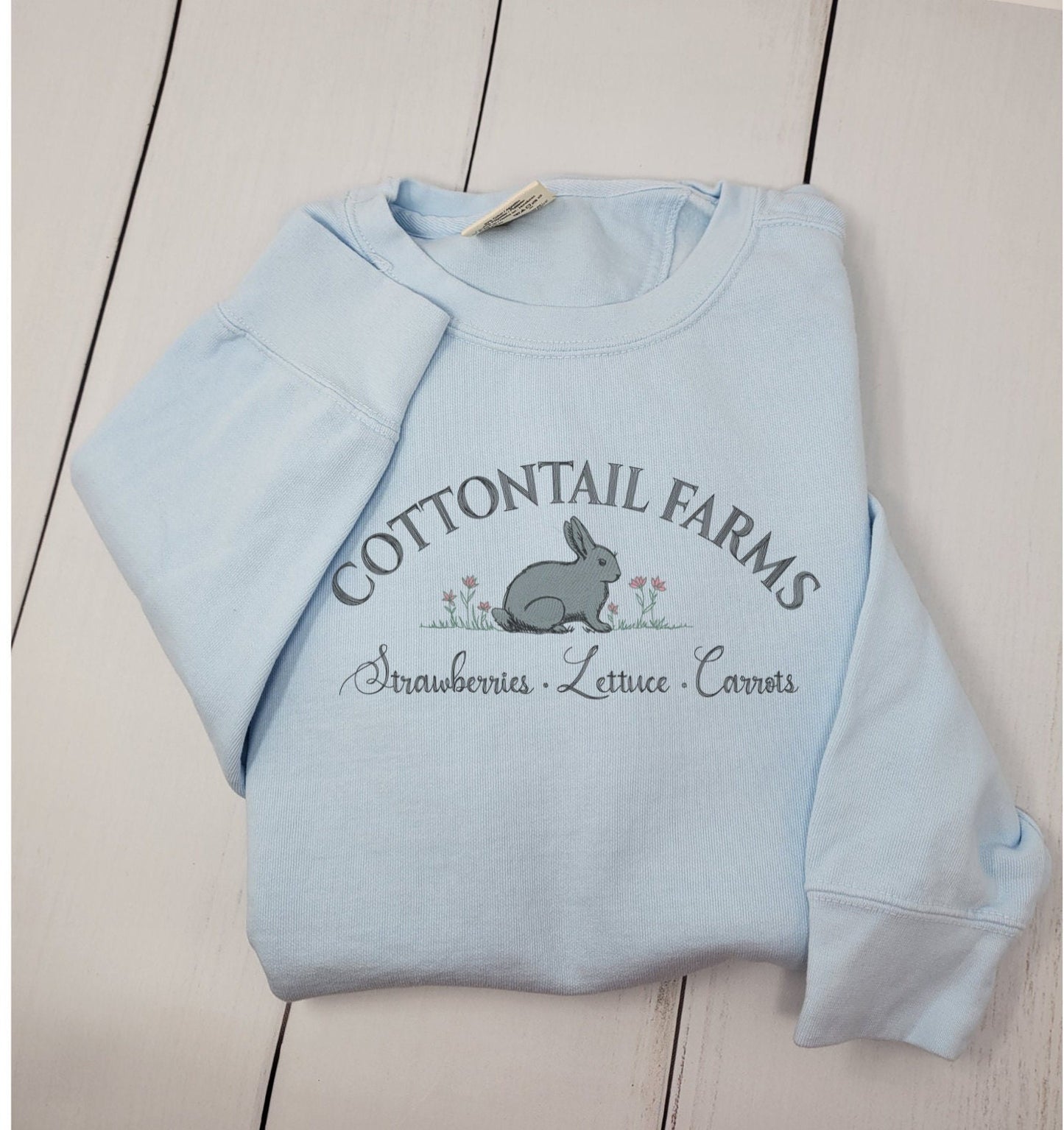 Cottontail Easter Bunny Embroidered Crewneck