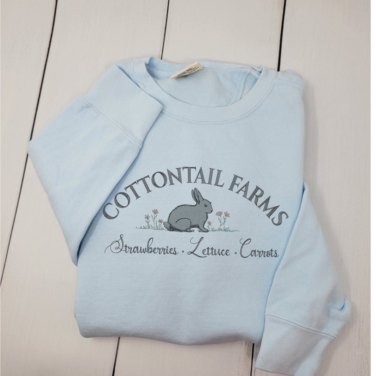 Cottontail Easter Bunny Embroidered Crewneck