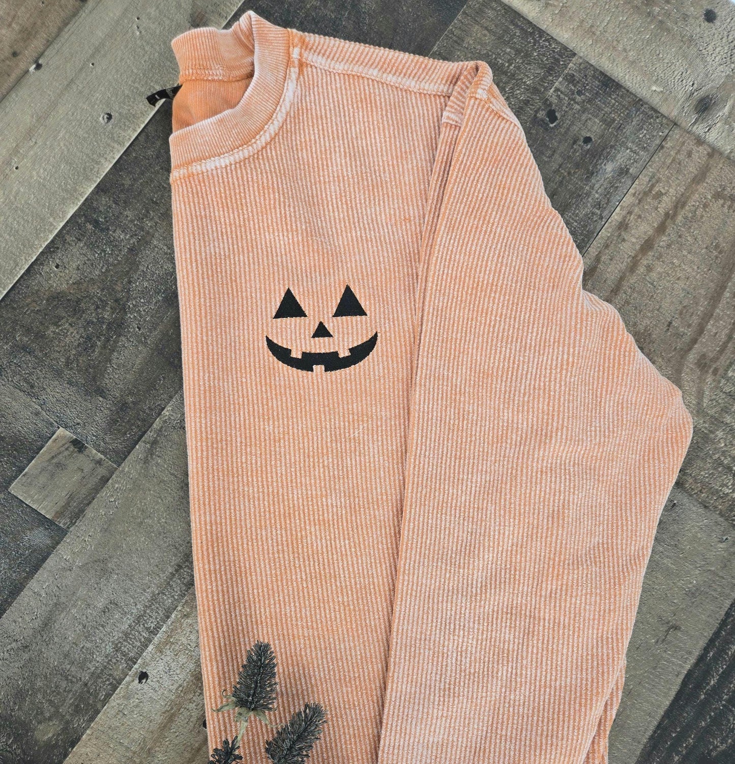 Jack O Lantern Pumpkin Corduroy Crewneck
