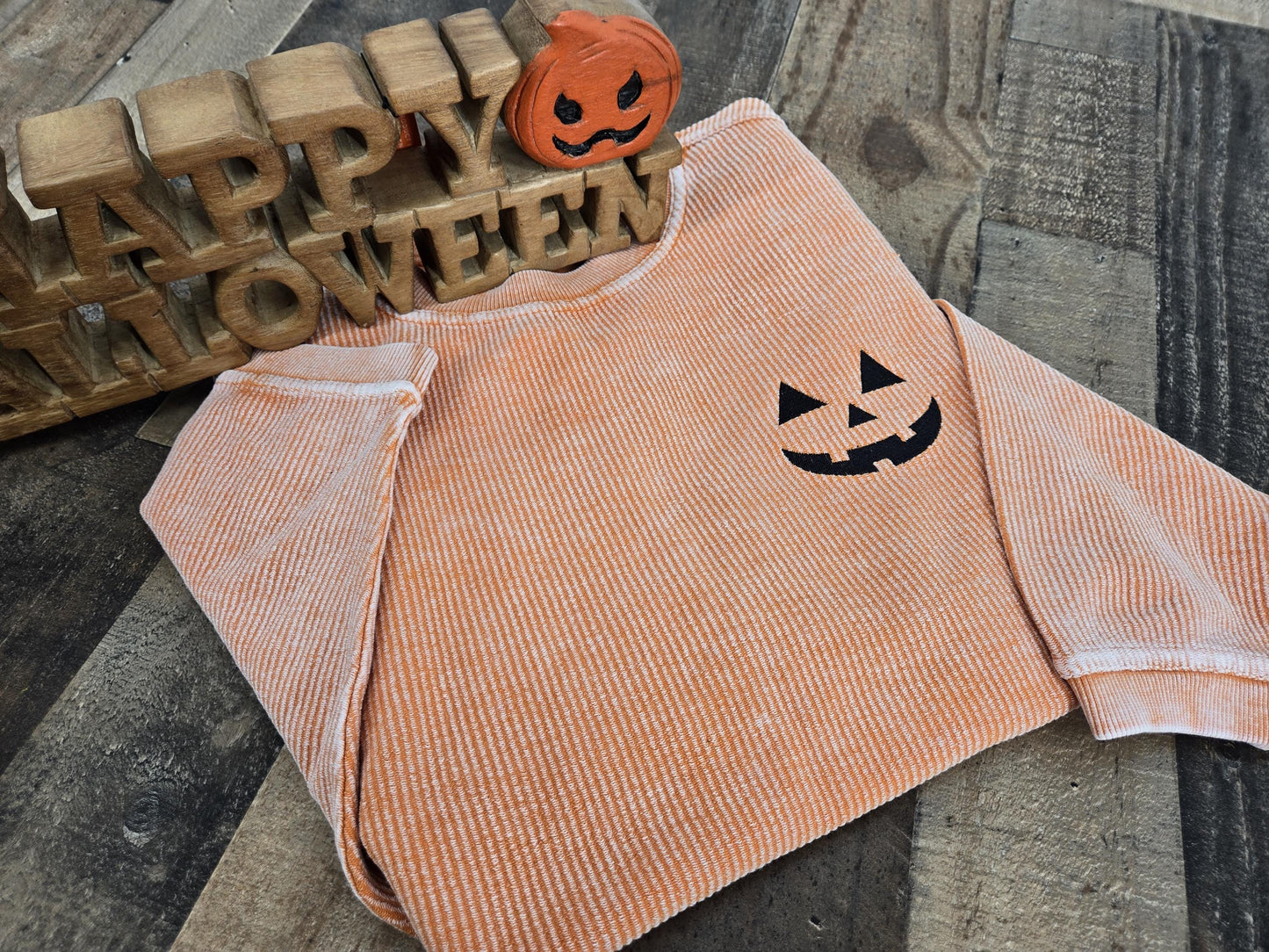 Jack O Lantern Pumpkin Corduroy Crewneck