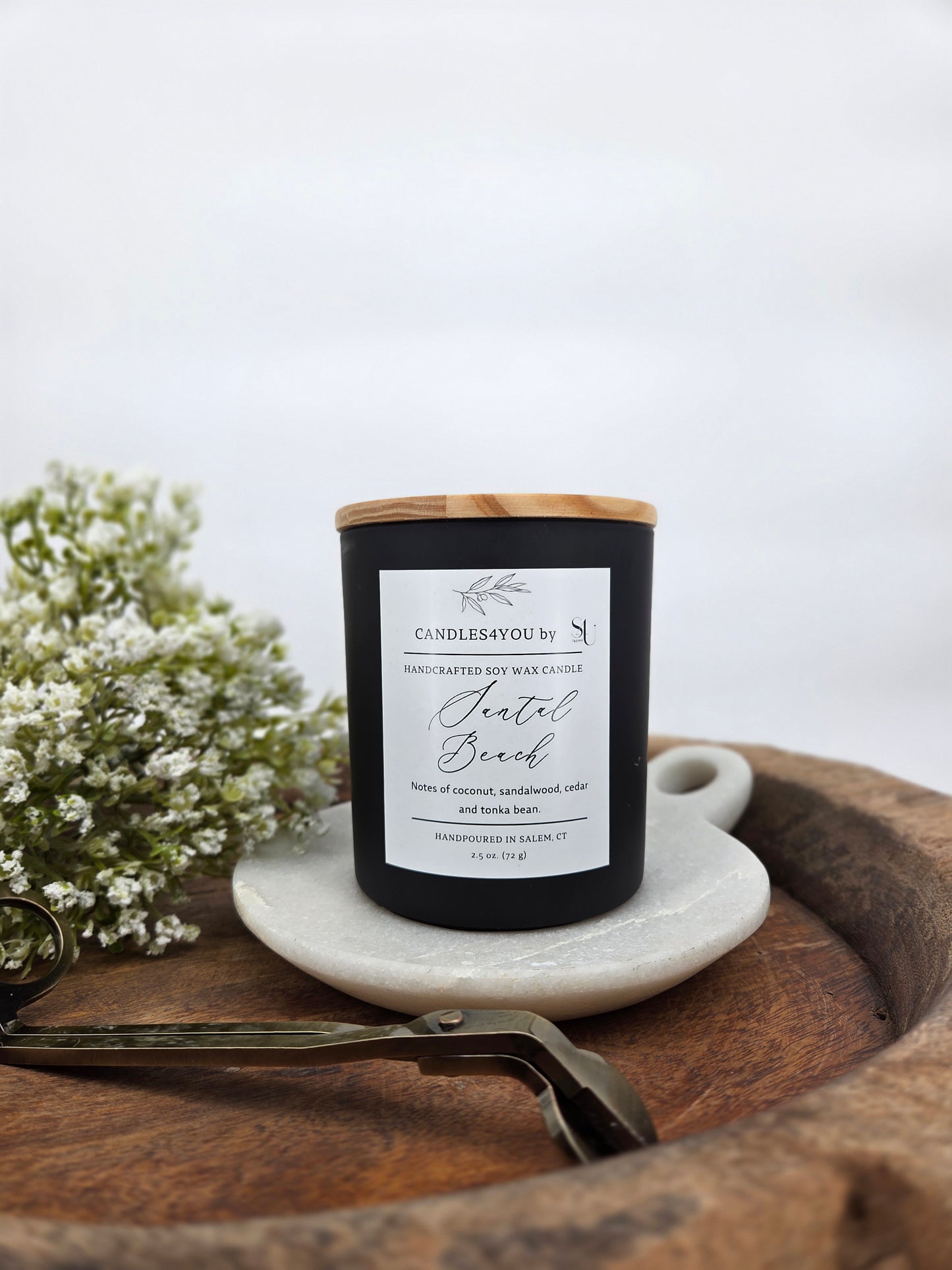 Santal Beach - 10 oz. Matte Black Glass Soy Candle