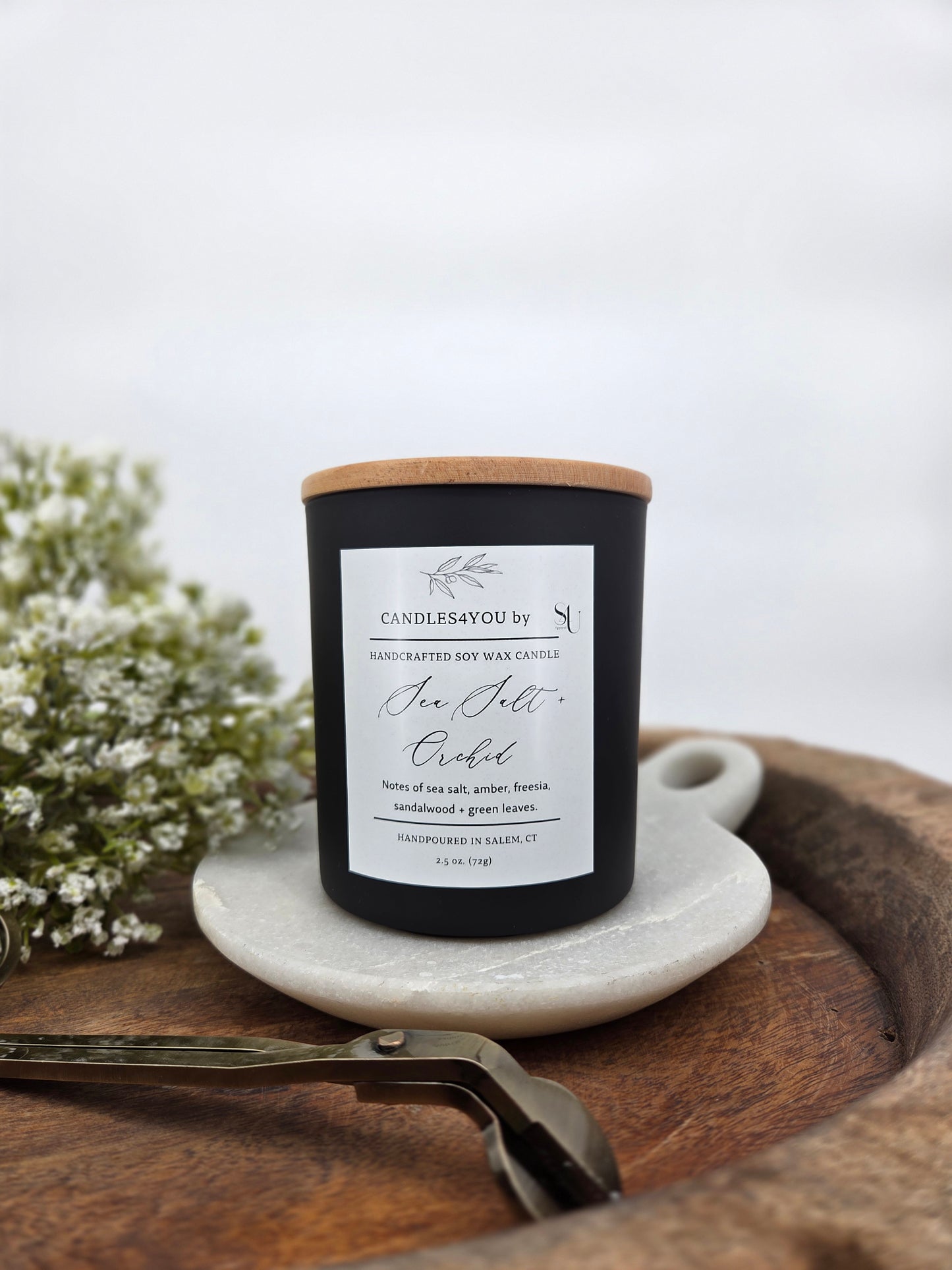 Sea Salt + Orchid - 10 oz. Matte Black Glass Soy Candle