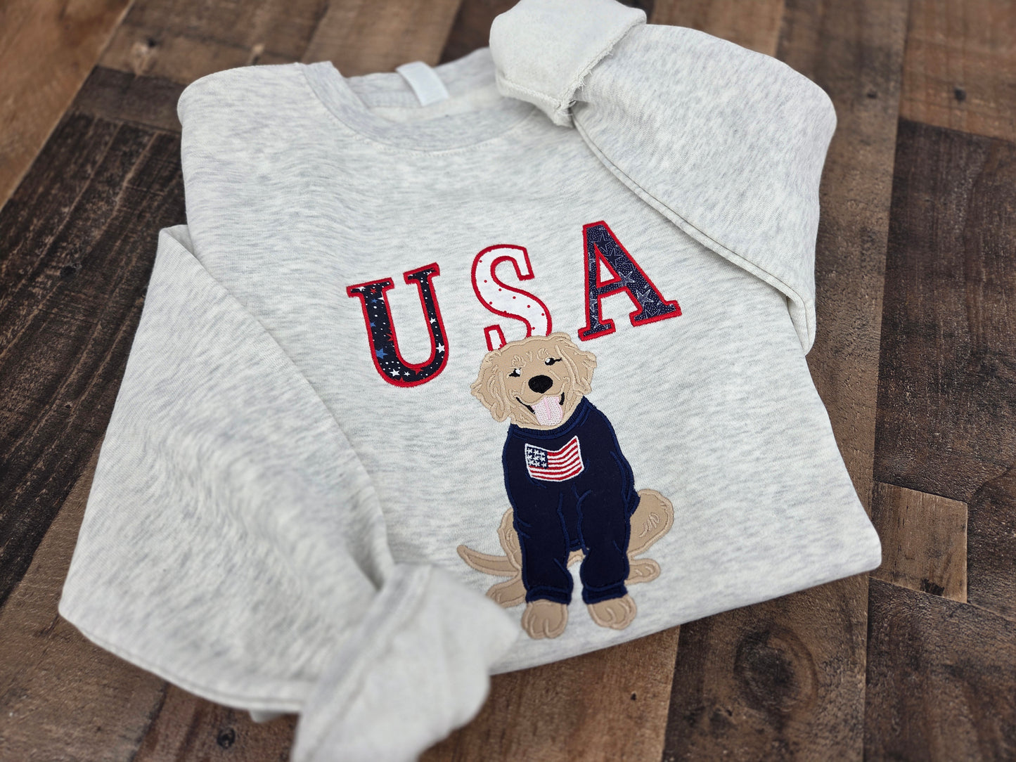 USA Dog Applique Sweatshirt