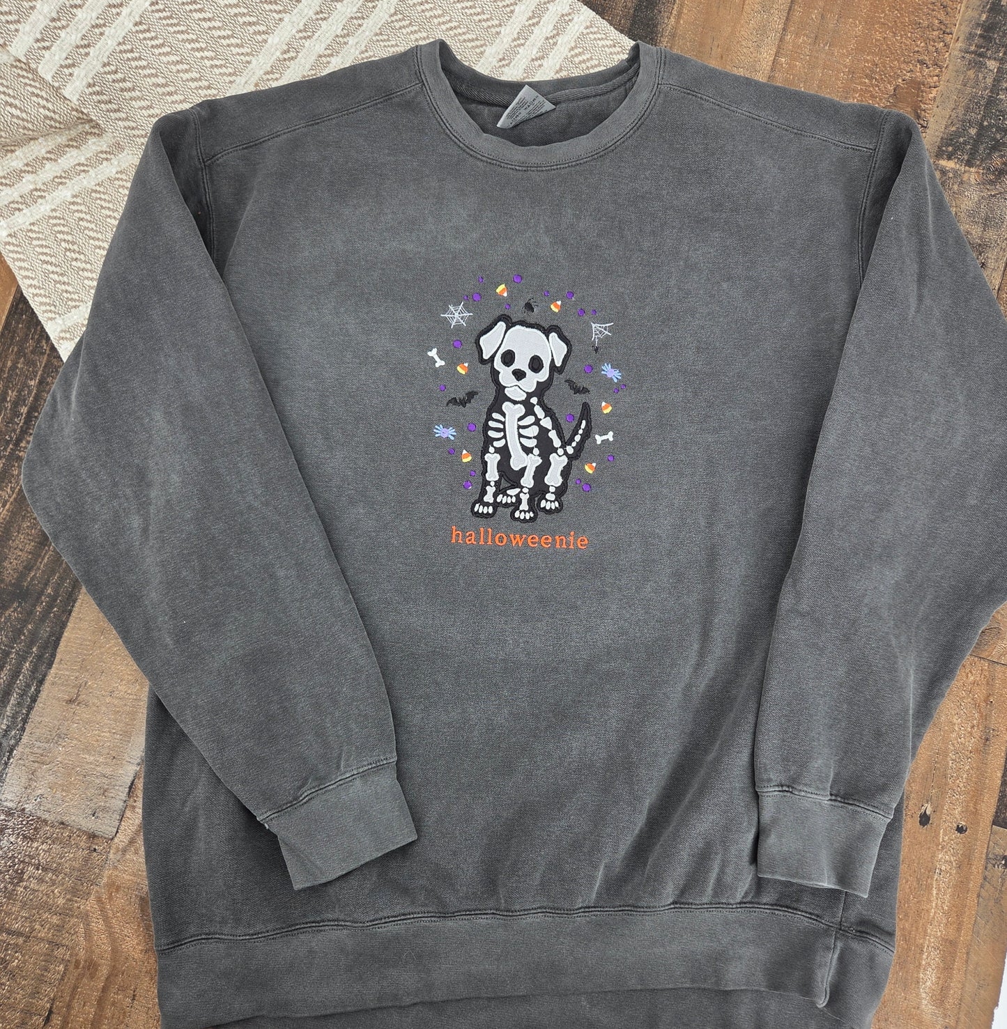 Halloweenne Dog Embroidered Comfort Colors Crewneck Sweatshirt