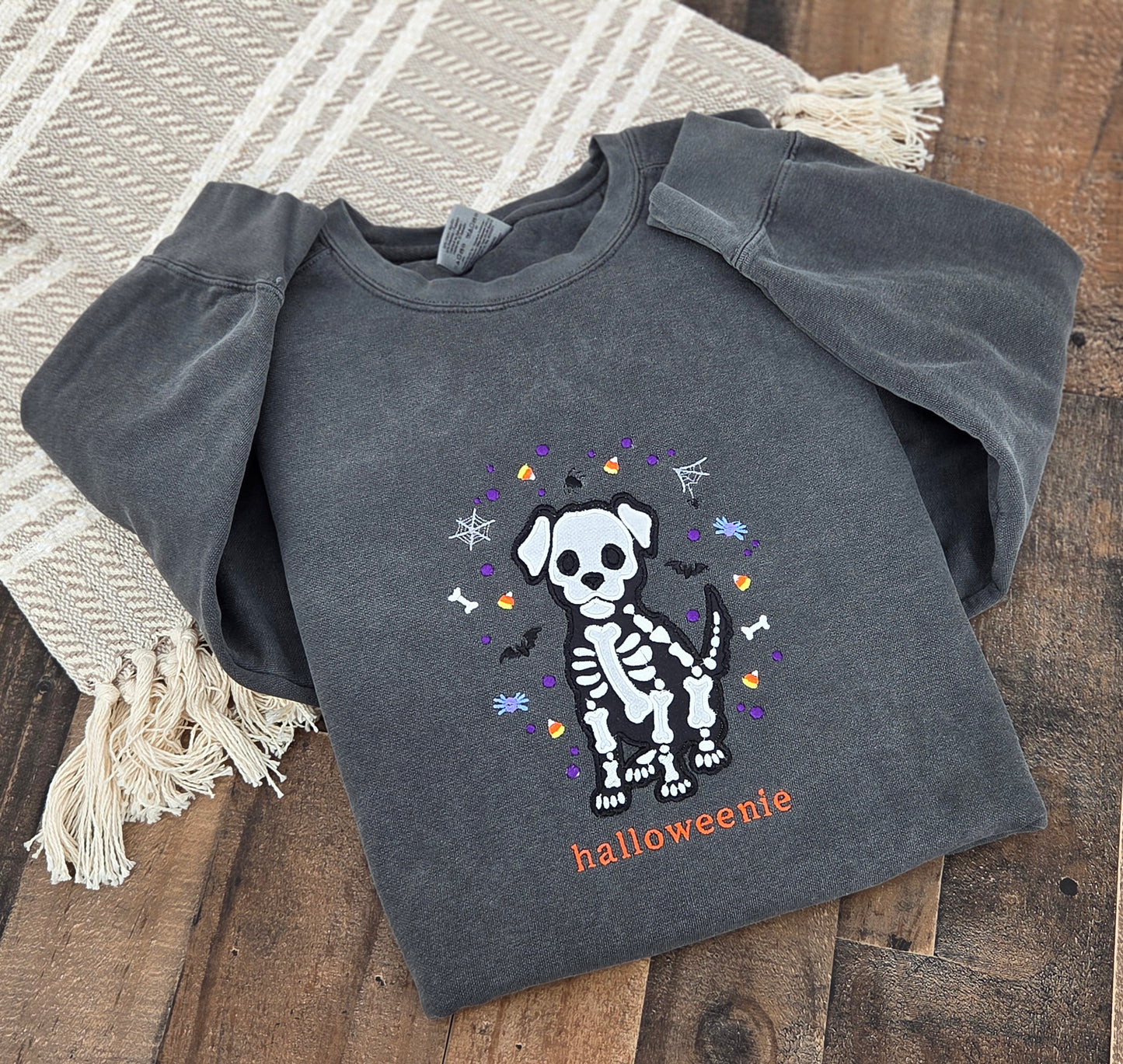 Halloweenne Dog Embroidered Comfort Colors Crewneck Sweatshirt