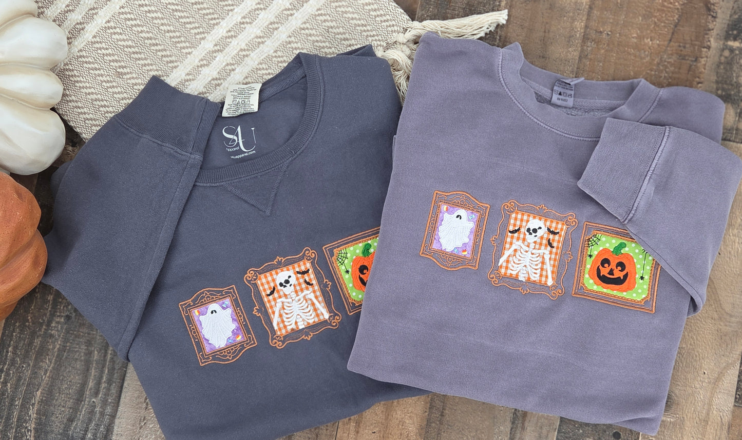 Spooky Framed Halloween Embroidered Crewneck